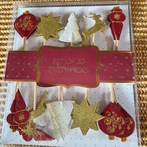 NWT Christmas Bundle Toothpicks, Red Salt and Pepper Shakers, Turkey Baster